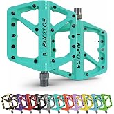BUCKLOS Mountain Bike Pedals MTB Pedals Large Flat with Anti-Slip Adult | Bicycle Road Bike Wide Strong Grip Platform Pedal for Gravel/ Ebike/Hybrid Bikes/Beach Cruiser/Folding/BMX 9/16" Nylon Black