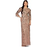 Adrianna Papell Womens Beaded Mesh Long Dress