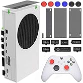 Dust Plugs Compatible for Xbox Series S, Accessories with 7 Silicone Dust Plugs and 4 PVC Meshs Set,6 Thumb Grip Caps,USB HDM