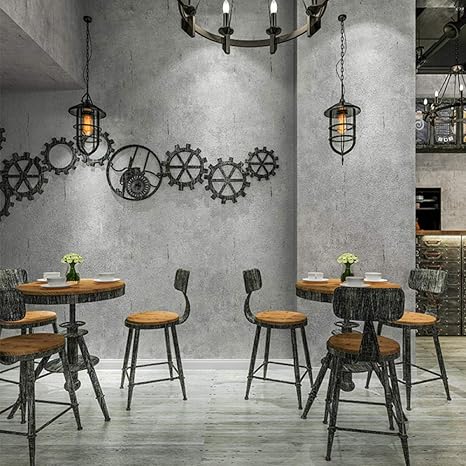 Amazon Empty ヴィンテージ壁紙3dソリッドカラーセメントグレーインダストリアルスタイル壁紙リビングルームレストランカフェバーpvc防水3d装飾 280x0cm 壁紙