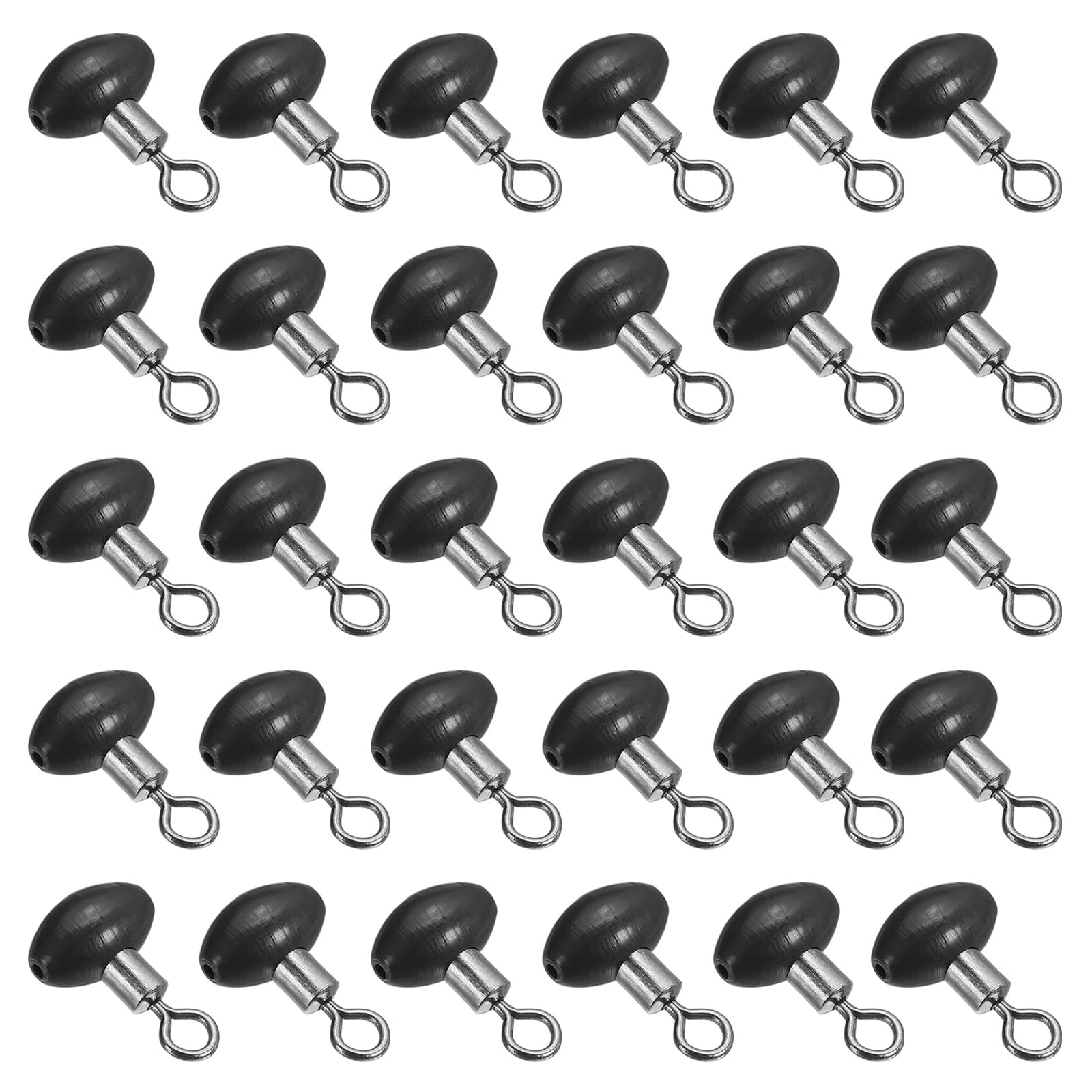 PATIKIL 0.7"x0.5" Cross-Line Fishing Swivels & Bead, 30Pcs T Shape Pulley Slide Rig Rolling Swivels Fishing Hooks Connector Terminal Tackle, Black