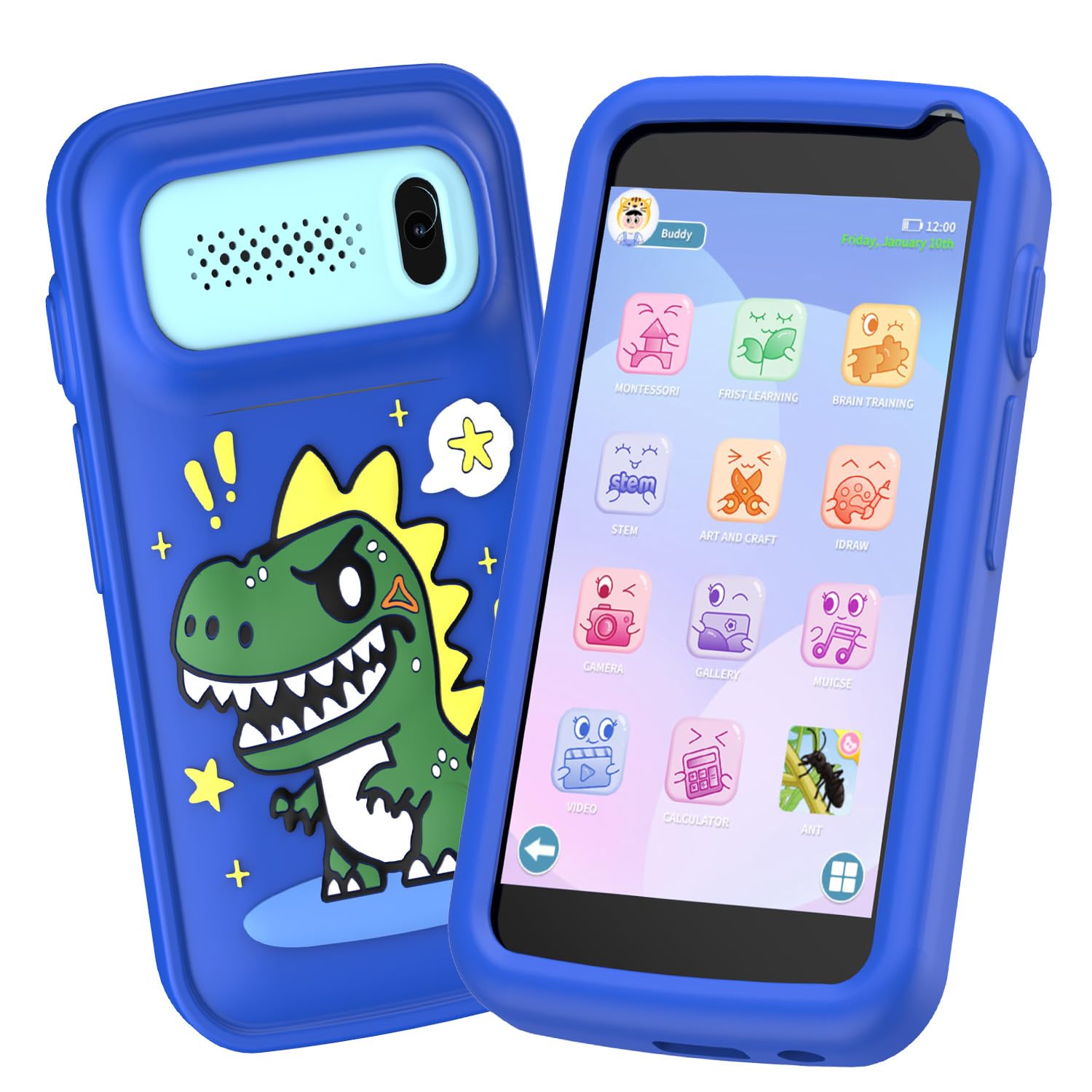 Kids Smart Phone Toys for Boys , 3.97" Touchscreen Dinosaurs Gifts and Toys for Boys Ages 3-12, Children Play Toy Phone with Camera, Game, Music, 8GB Card（Blue） — image 1