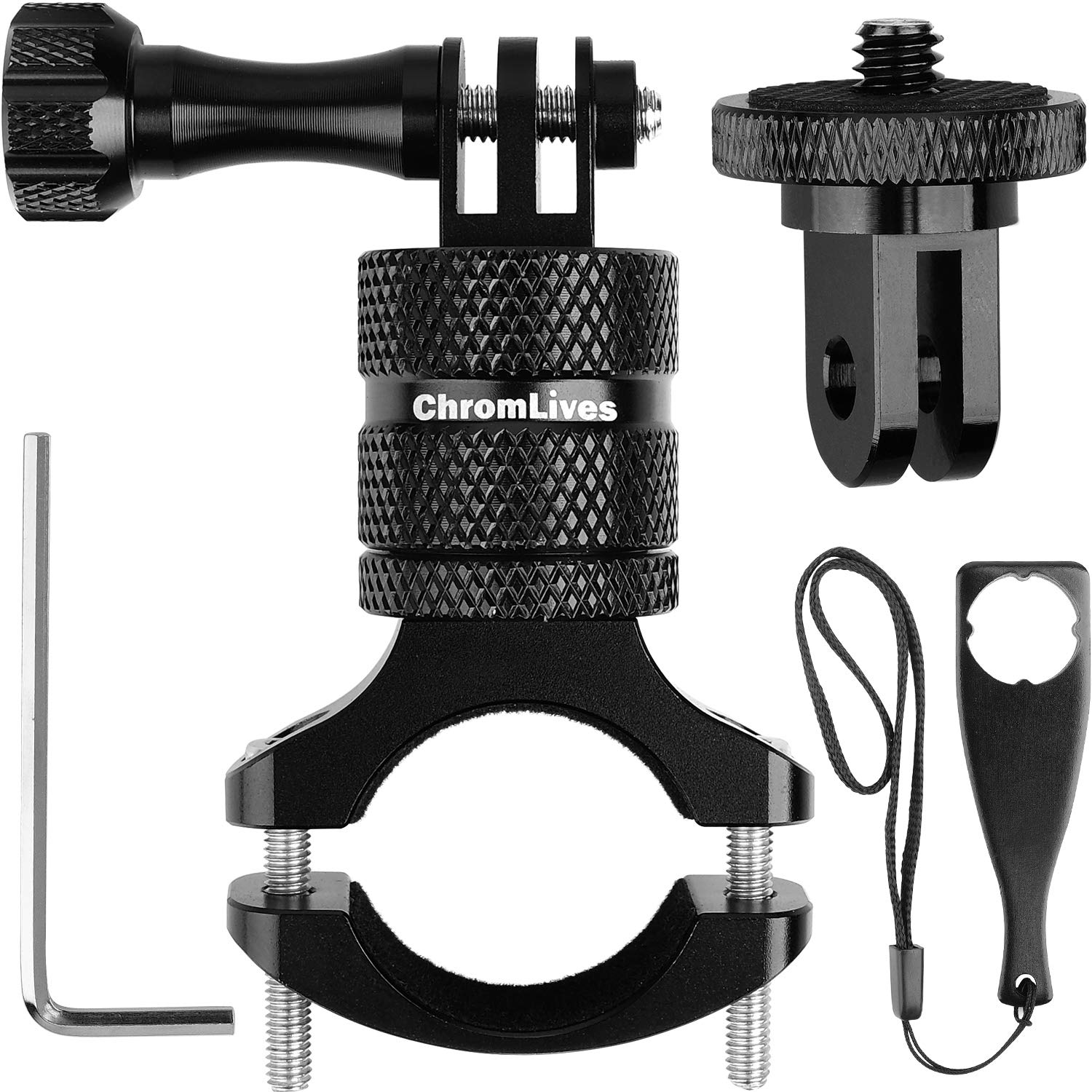 ChromLives Bike Camera Mount Compatible with Gopro Universal Holder Handlebar Bracket, Metal Stand/Mount for All Action Camera Action Cameras Accessory, Compatible with BOBLOV D2 Mini Cam