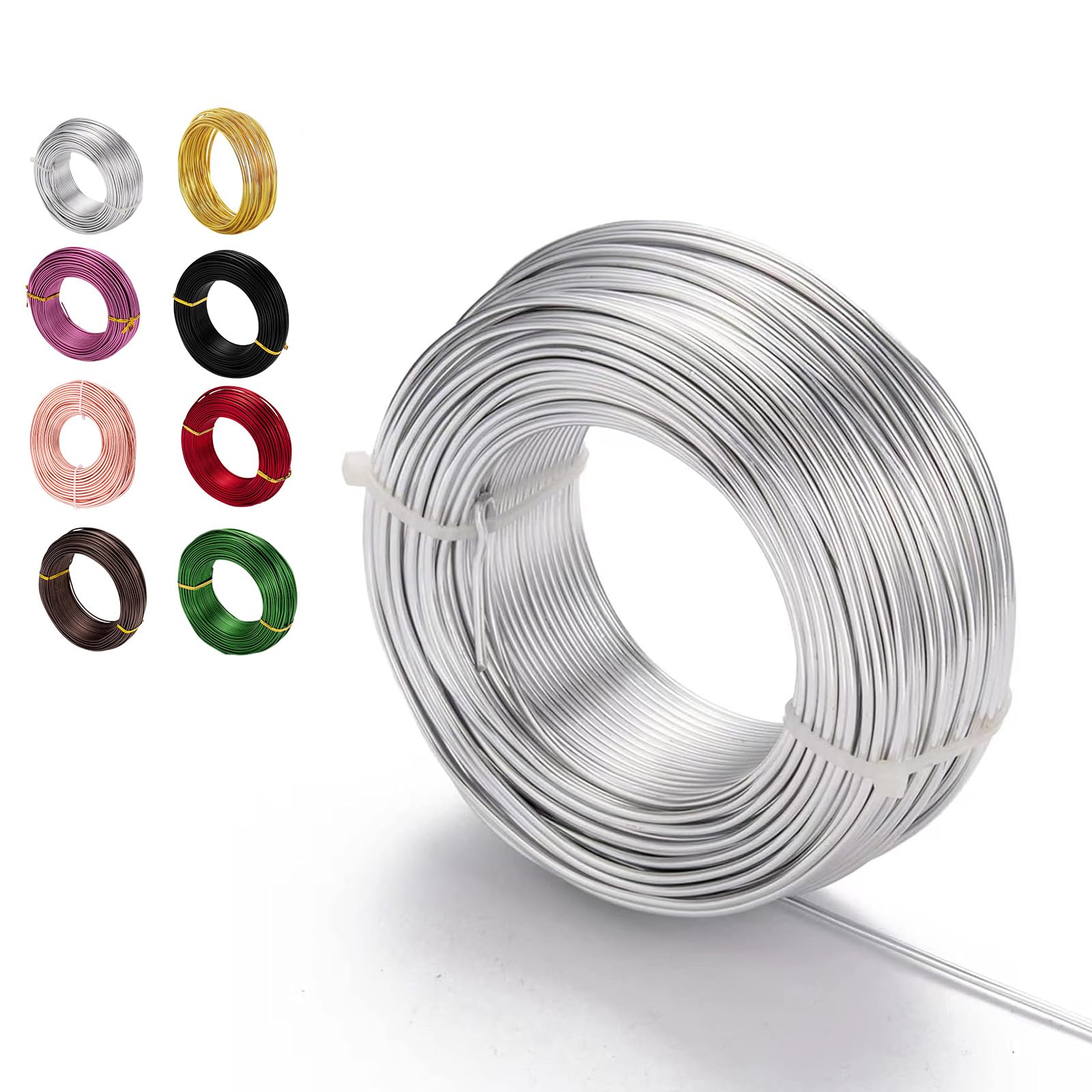 12 Gauge Aluminum Craft Wire,2mm 100 Ft/30m Silver Bendable Metal Crafting Wire for Floral Making Wire,Sculpting Metal Wire,Jewelry Making Wire,Binding Wire for Flower Wreath Making,Xmas Wreath Wire
