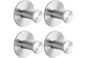 SAYAYO Self Adhesive Hooks for Hanging, Brushed Nickel Towel Hook for Bathroom Coat Hooks Wall Mount, Stick on Hook SUS304 St