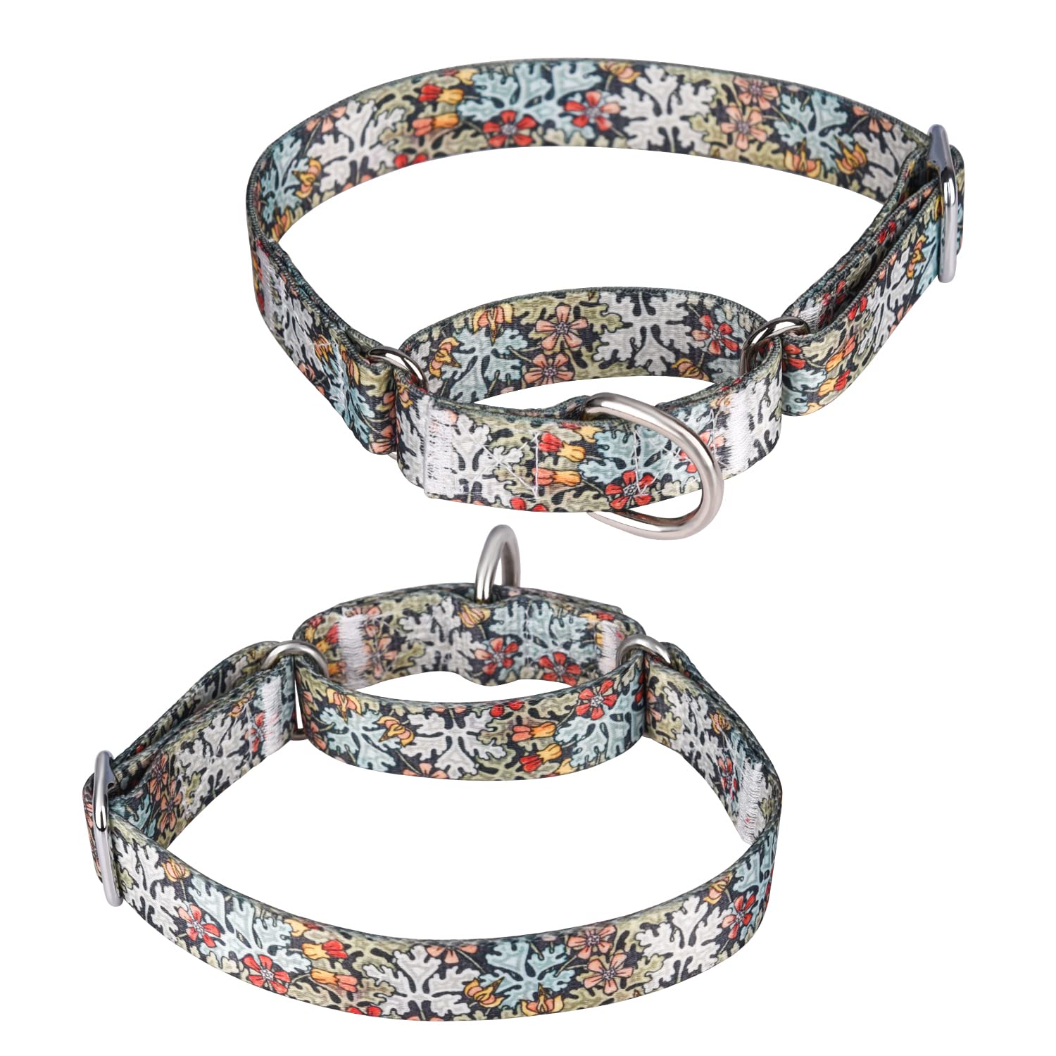 haoyueer Heavy Duty Nylon Adjustable Martingale Dog Collar for Walking Training Boy and Girl Dogs (L:45-53CM, Green)