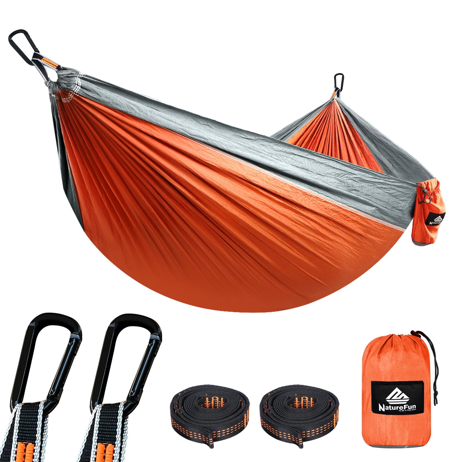 NATUREFUN Ultra-Light Travel Camping Hammock | 300kg Load Capacity,Breathable,Quick-drying Portable Hammock | 2 x Premium Carabiners,2 x Nylon Slings Included | Outdoor Indoor Garden