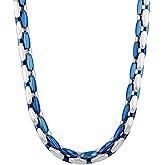 Stainless Steel and Blue Ion-Plate 6.3mm Oval Link 24" Chain Necklace