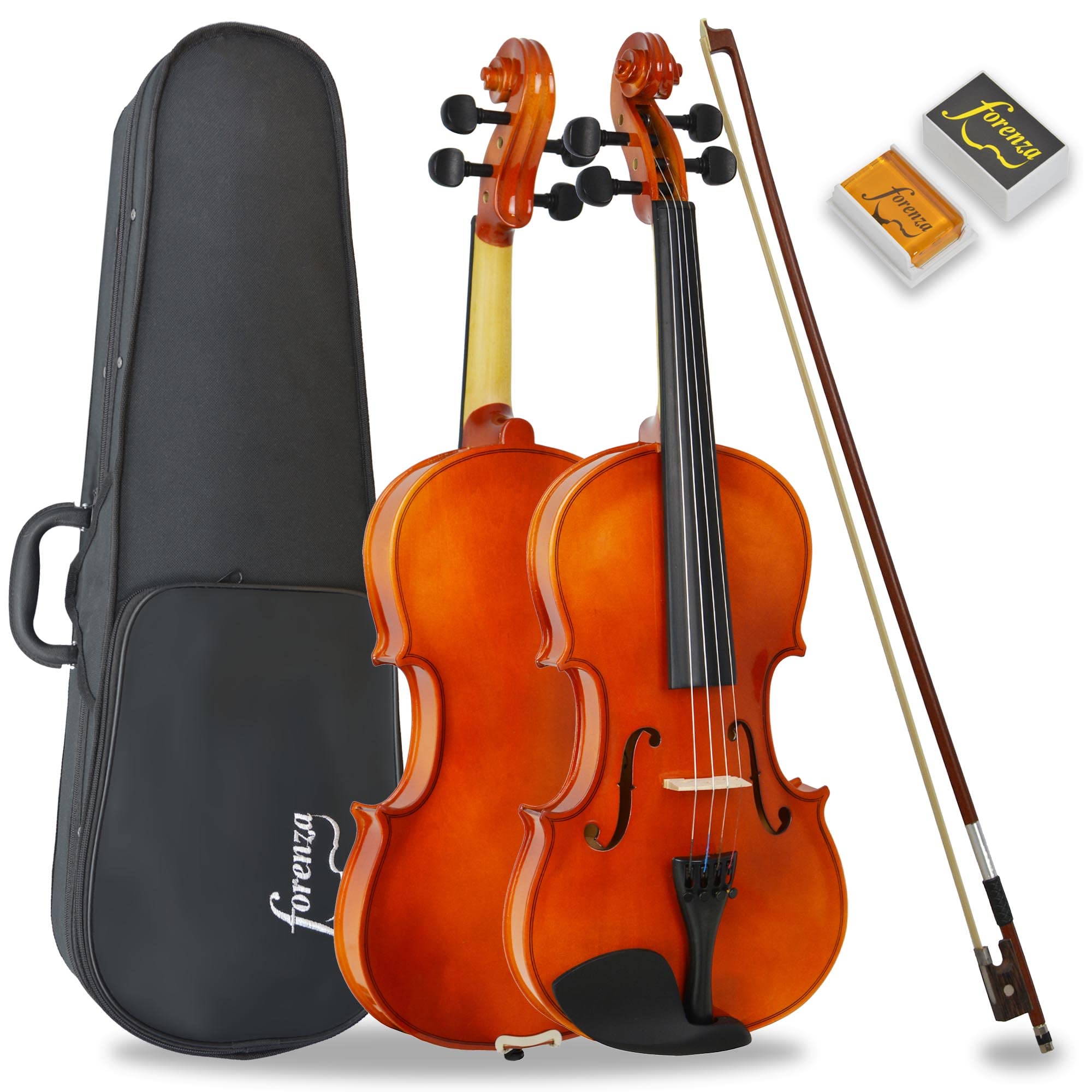 Forenza Uno Series 3/4 Size Violin Outfit for Beginners with Lightweight Hard Case, Wood Bow, Rosin, Steel Core Strings
