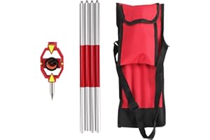 Highly Accurate Mini Prism Set with Adjustable Aluminum Pole - Swiss Style Total Station Surveying Prism Constant 17.5mm Offs