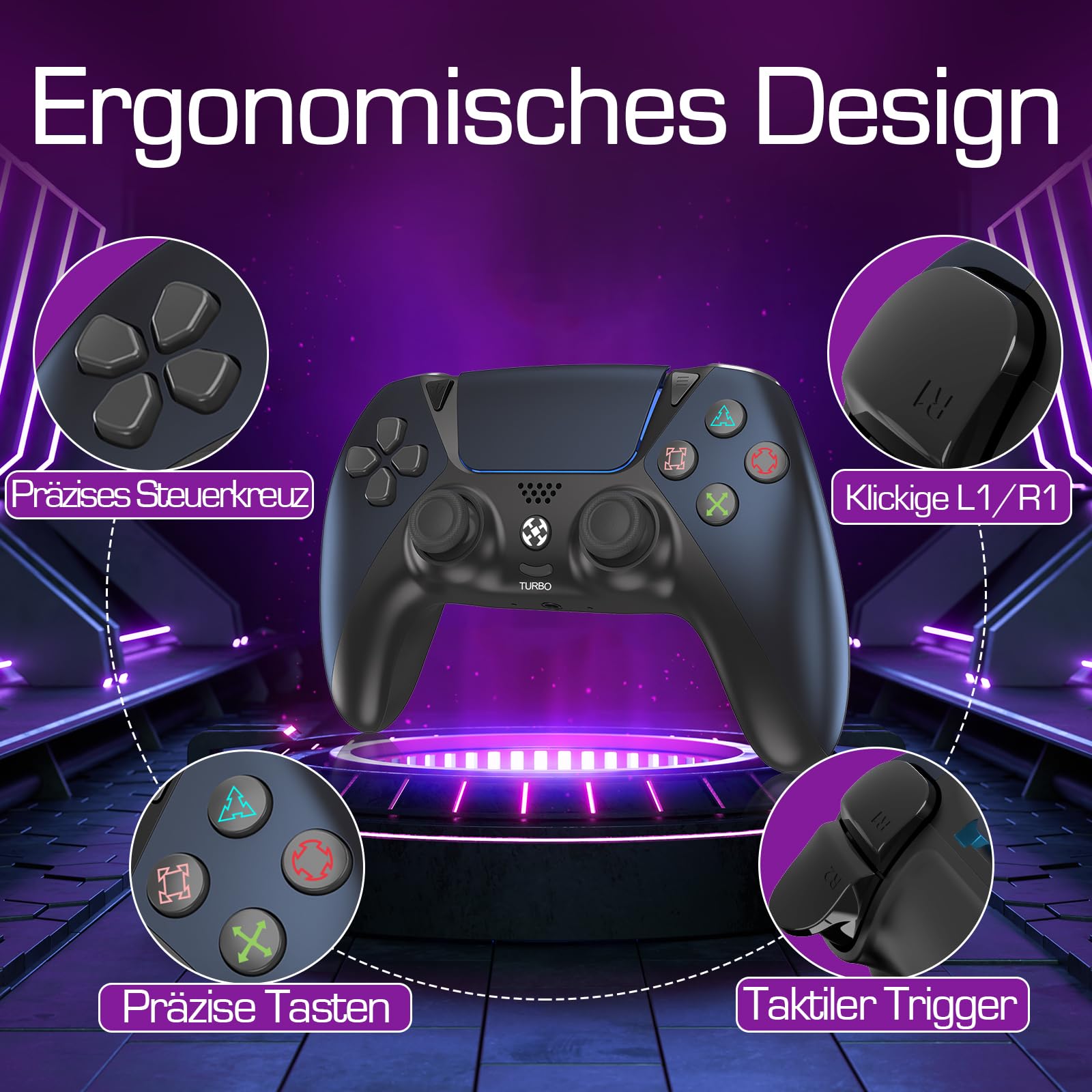 Ymir Wireless Luna Controller für Fire TV Stick,Gaming Controllers Alternative for Luna,PC Bluetooth Gamepad für Tablet Android Handy,ALPS Joysticks ohne Drift Turbo Gyro 1200mAh Akku Schwarz 8