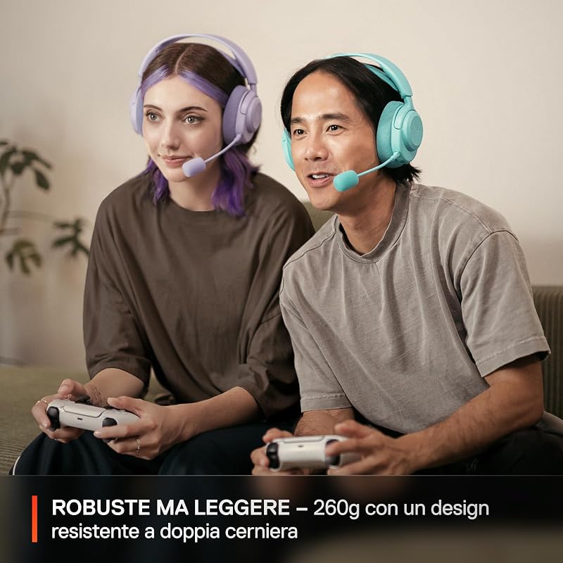 Arctis Nova 3P - Cuffie da gioco multipiattaforma wireless - Controllo via app - Batteria 40h - Driver magnetici al neodimio - 2,4GHz/BT - Mic staccabile - PS5, PS4, PC, Switch - Lavanda