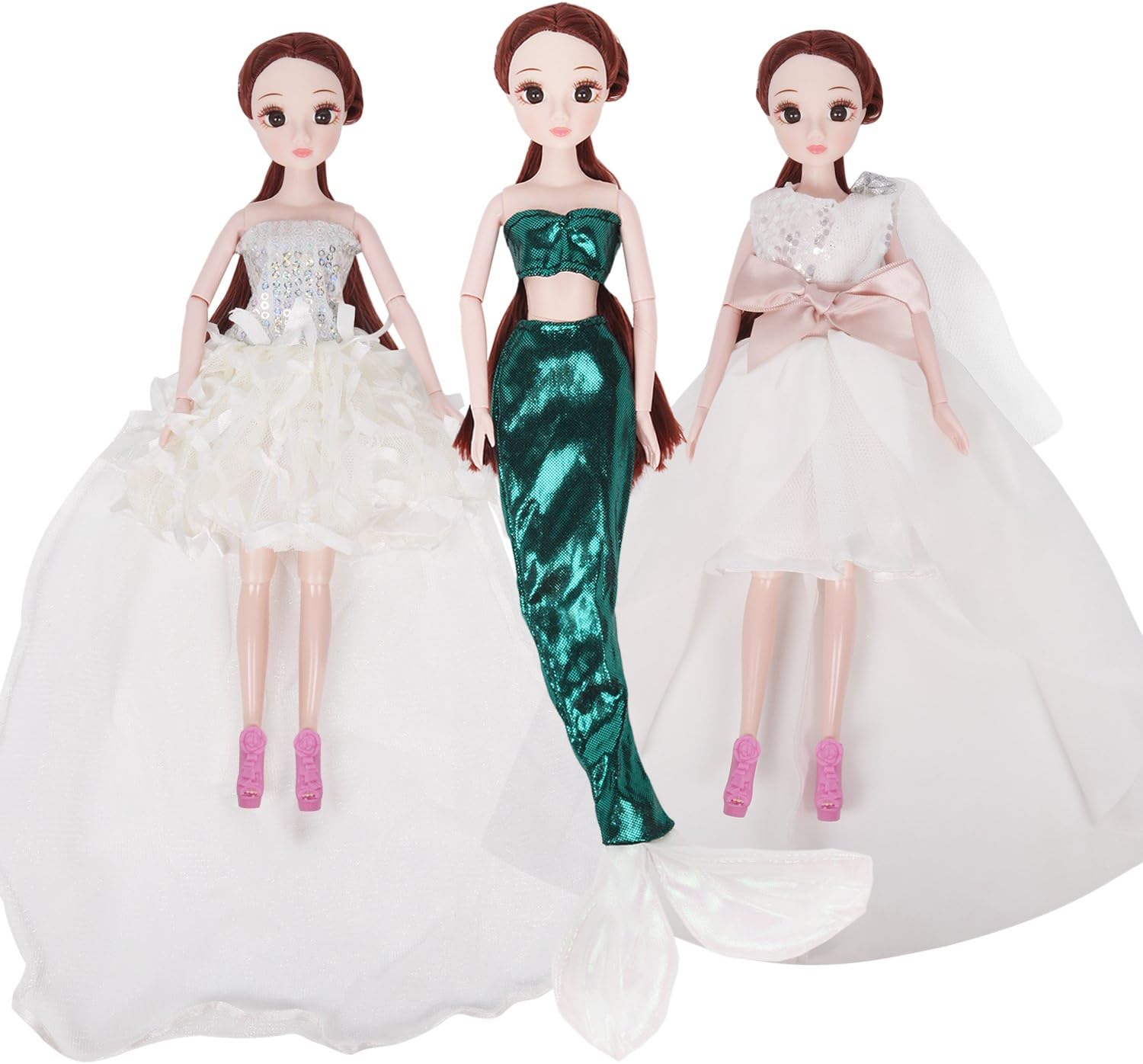 3 Pcs Classic Princess Dresses Clothes for Barbie Dolls
