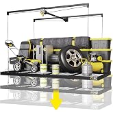 FERO Overhead Garage Storage Rack 4x8, 500 lb Heavy-Duty Capacity | Garage Ceiling Storage Racks with Safety Lock, Drop Down Overhead Storage System, Ceiling lift Organizer