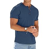 Sailwind Mens Muscle Henley Shirts Lightweight Workout T-Shirt Gym Tee Athletic Short Sleeve with Button