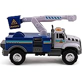 Mighty Fleet Rescue Force 12" Tough Cab Cherry Picker Toy Truck - Realistic Lights & Sounds, Movable Cherry Picker Arm, Free
