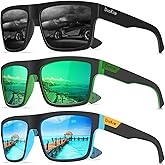 DioKiw Polarized Sunglasses for Men Sporty Style Driving Travel Sun Glasses Lightweight Square Frame UV Protection Goggles