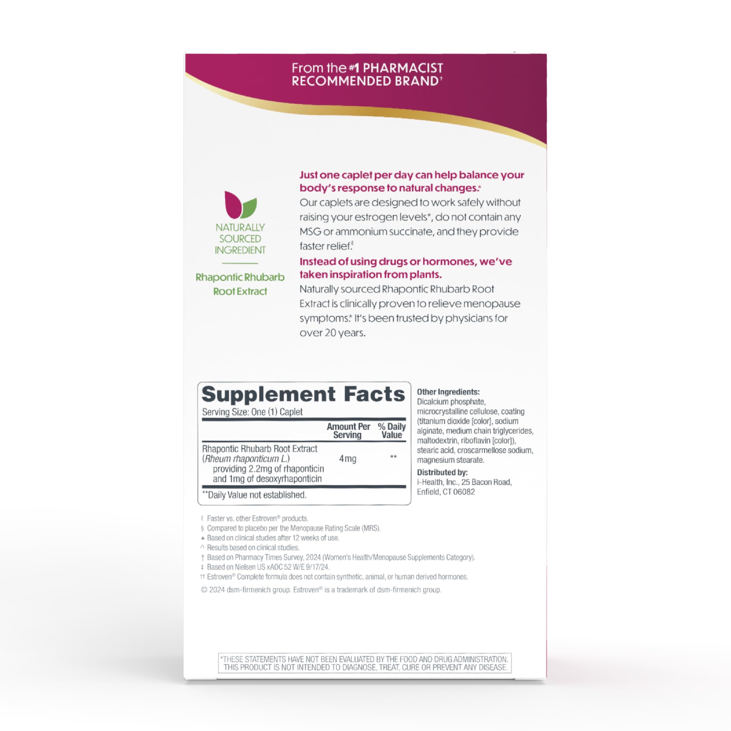 Estroven Complete Multi-Symptom Menopause Supplement for Women, 28 Ct., Clinically Proven Ingredient Provide Menopause Relief & Night Sweats & Hot Flash Relief* Drug-Free & Non-GMO