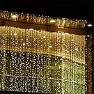 Curtain Icicle Lights, AGPtEK 3M X 3M 8 Modes Warm White Fairy String Lights for Christmas Wedding Home Garden Outdoor Window (300 LED)