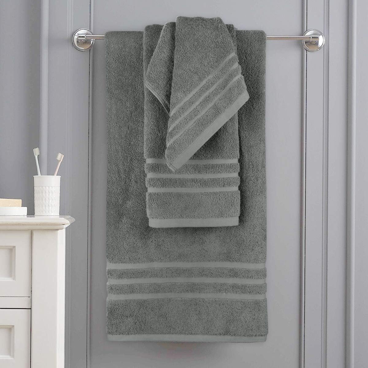 Josmon Towel Sets, 100% Cotton Bath Towels Set 6 Pieces for Bathroom, Luxury Highly Absorbent Hotel Spa Gym 2 Bath Towels 2 Hand Towels 2 Washcloths, Grey: Kitchen & Dining