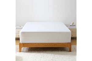 GOKOTTA Fitted Sheet Only - 16 Inch Pocket Bamboo Rayon Fitted Sheet, Super Soft and Cooling Bottom Sheet with 4 Elastic Corner Straps(Bright White, Queen Size)