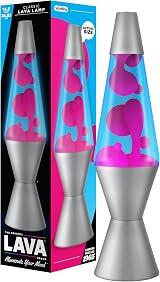 Lava Lamp The Original Motion Pink Blue Liquid 14.5 Inch Silver Base