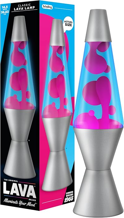 Lava Lamp The Original Motion Pink Blue Liquid 14.5 Inch Silver Base