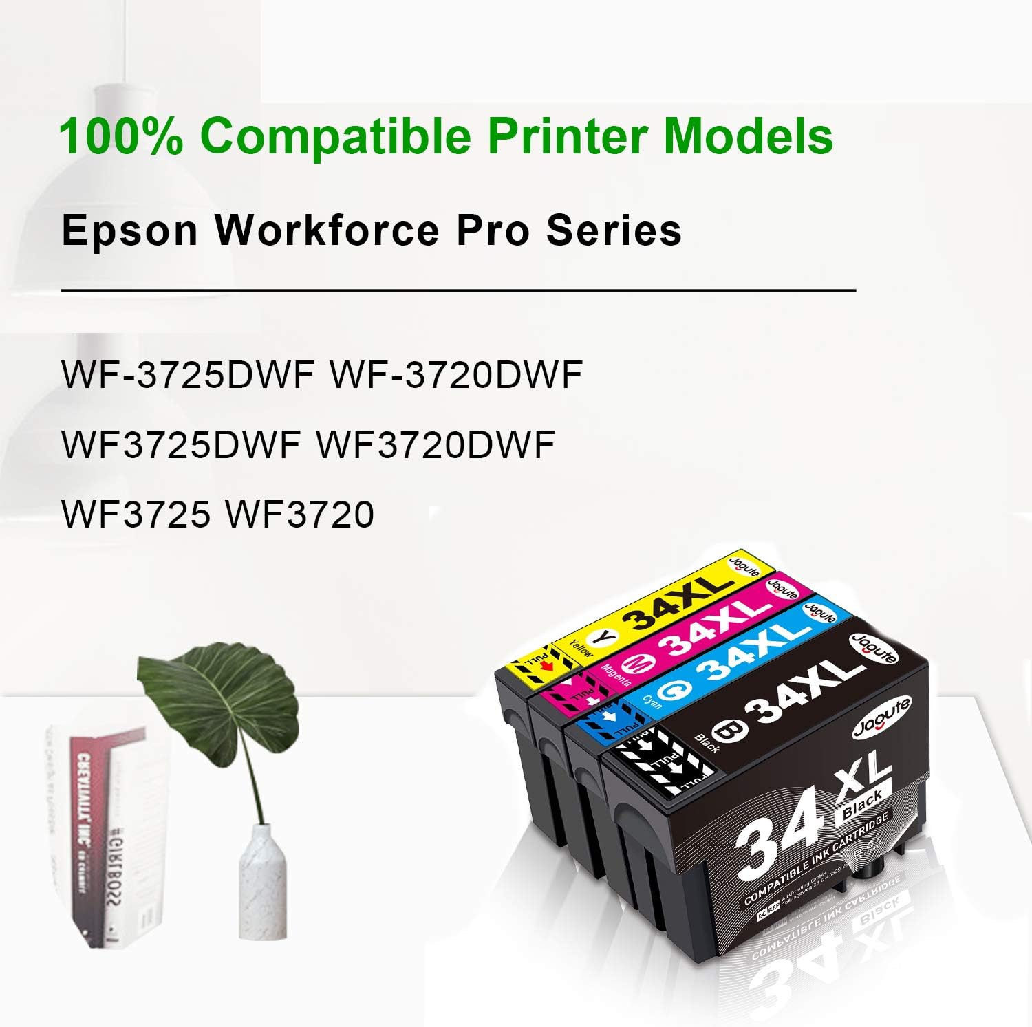Jagute 4-Pack 34XL Ink Cartridges Replacement for Epson 34XL 34 XL Ink Cartridges Compatible with Epson WorkForce Pro WF-3720DWF WF-3725DWF WF 3720 WF 3725 WF-3720 WF-3725 WF3720 WF3725 WF3720DWF - Image 3