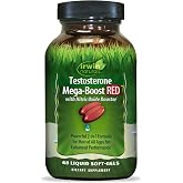 Irwin Naturals Testosterone Mega-Boost RED with Nitric Oxide | 68 Softgels | Advanced Testosterone Support Supplement | LJ100 Tongkat Ali + L-Citrulline | Male Vitality &amp; Performance | 68 Softgels