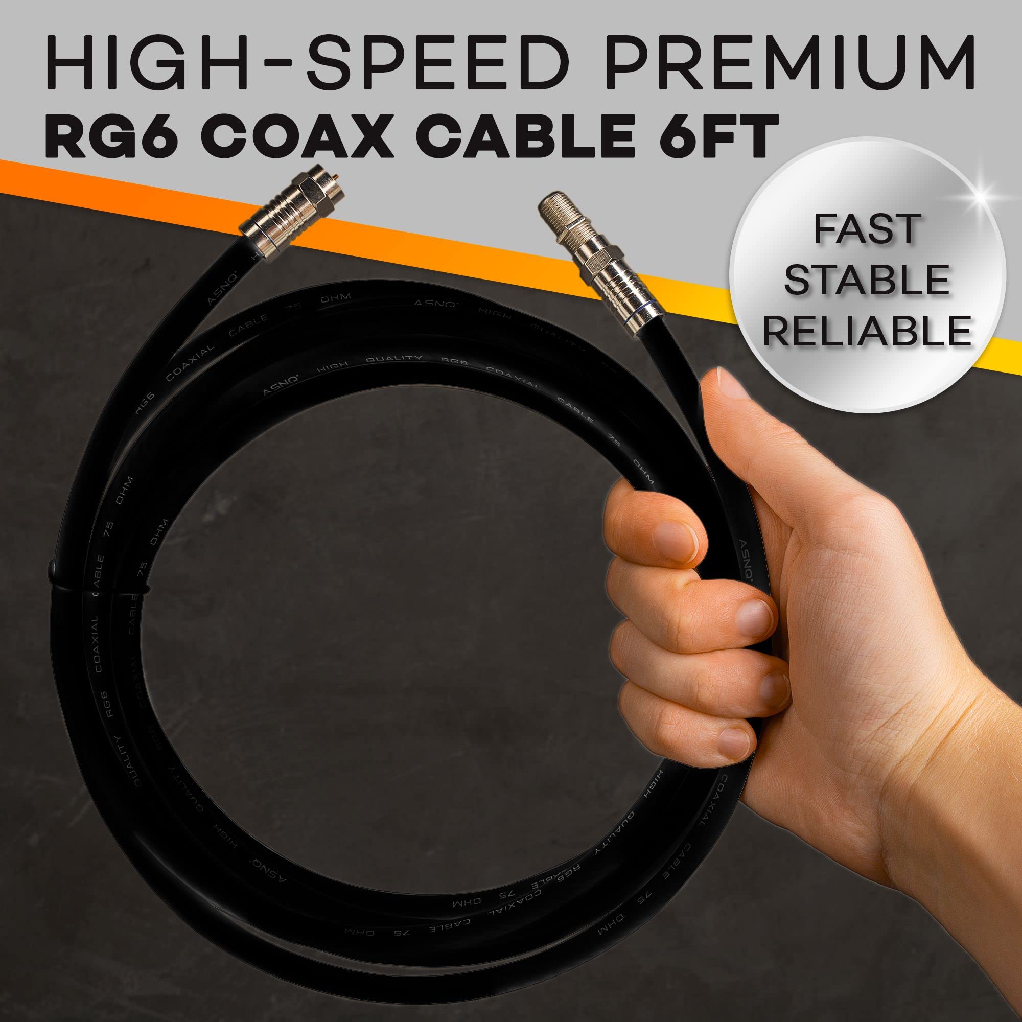 ASNQ RG6 Koaxialkabel-Verbinder-Set 2m - Verlängerung für Sat Kabel und Antennenkabel für Highspeed-Internet, Breitband-/ Digital TV - RG6 Pressverbinder - Digitales Audiokabel Koaxialkabel 2