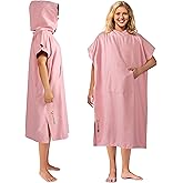 SUN CUBE Surf Poncho Changing Robe with Hood, Quick Dry Microfiber Wetsuit Changing Towel for Surfing Beach Swim Outdoor Sports Men, Absorbent Wearable Towel Cover Up with Pocket, Pink