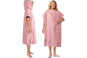 SUN CUBE Surf Poncho Changing Robe with Hood, Quick Dry Microfiber Wetsuit Changing Towel with Pocket for Surfing Men Women
