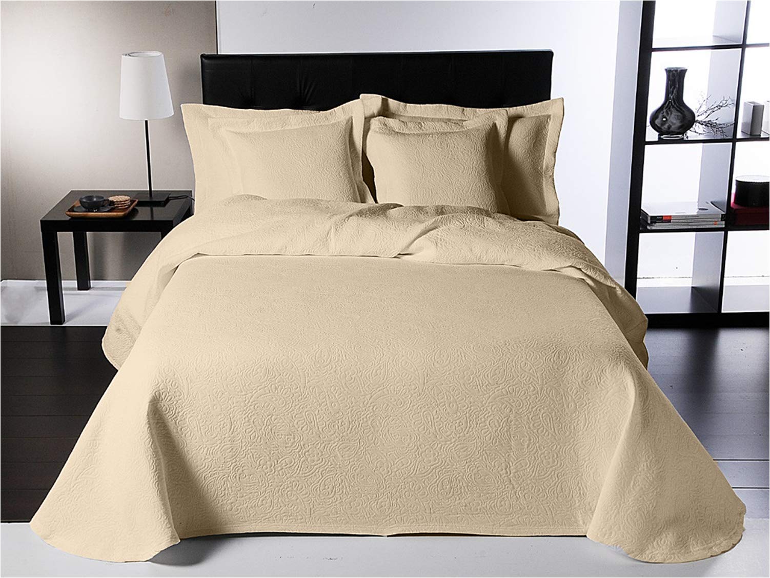 Miracle Home Sonia Bedspread, Beige, 230 x 270 cm
