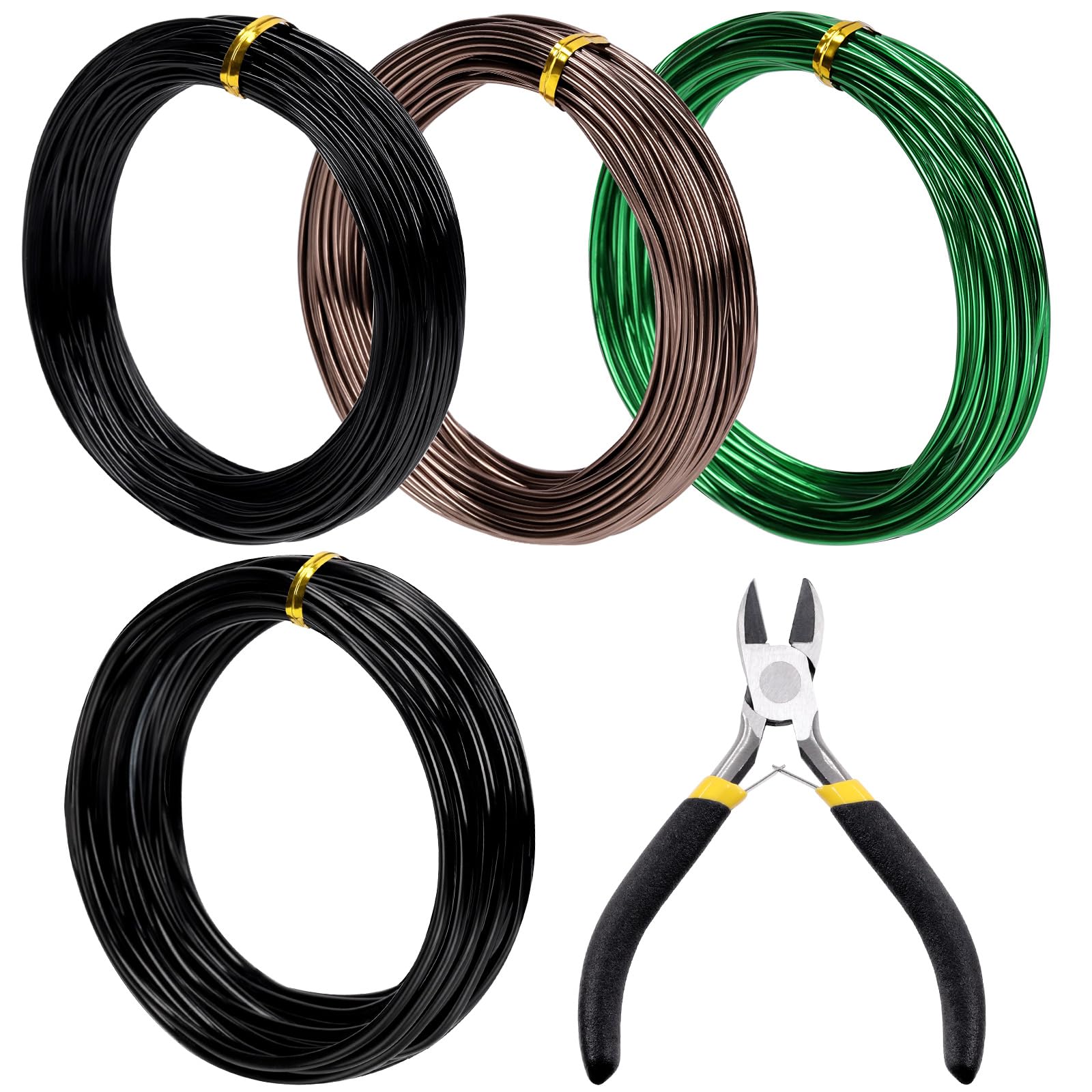 Tanstic 5Pcs Bonsai Training Wire Kit, 1mm, 1.5mm, 2mm, 3mm 164 Feet Total Aluminum Bonsai Wires with Wire Cutter for Bonsai Trees Indoor