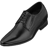 CALTO Men's Invisible Height Increasing Elevator Shoes - Black Premium Leather Lace-up Formal Derby Oxfords - 3 Inches Taller - Y5051 - Size 12 D(M) US