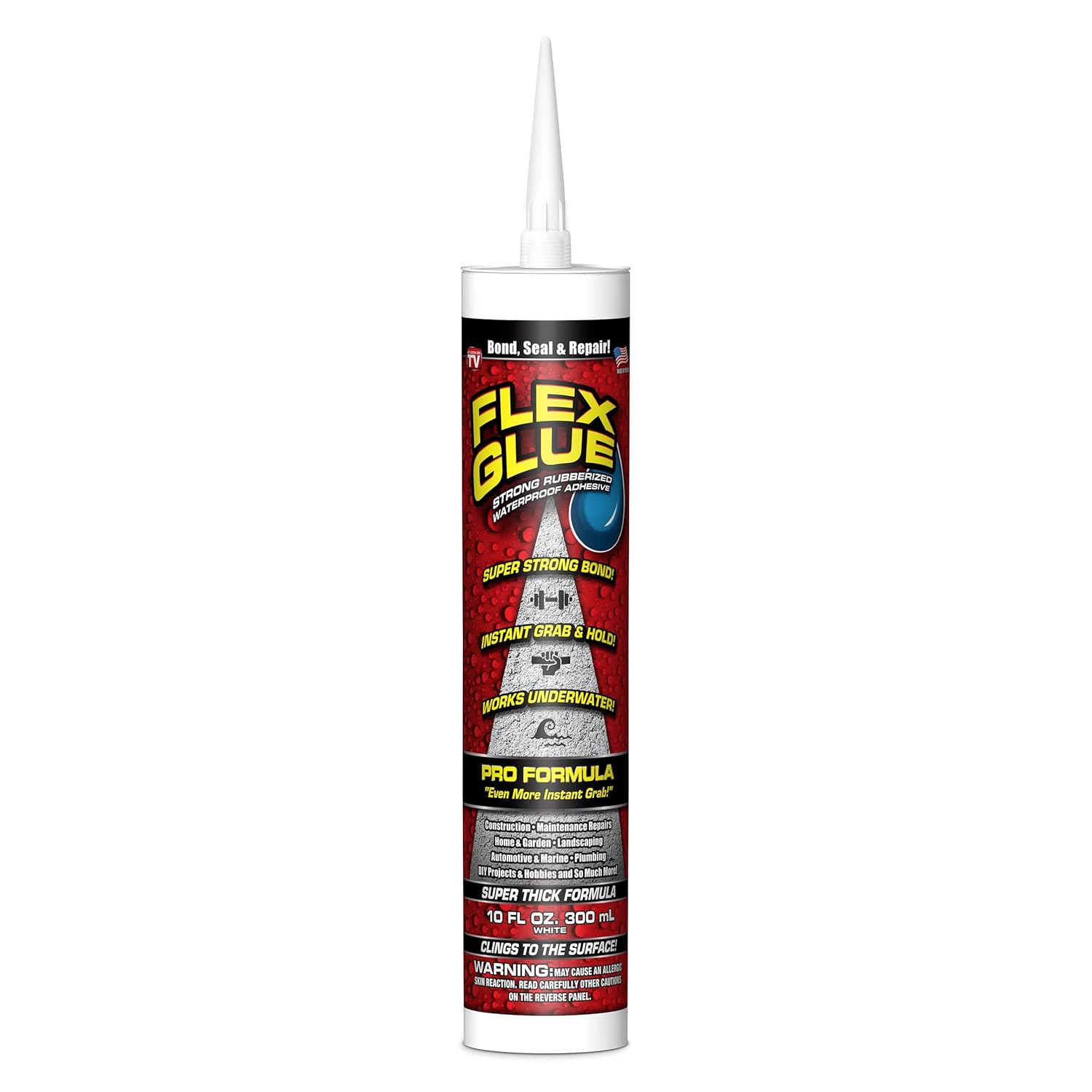 Flex Glue Strong Rubberized Waterproof Adhesive, White, 10oz Amazon