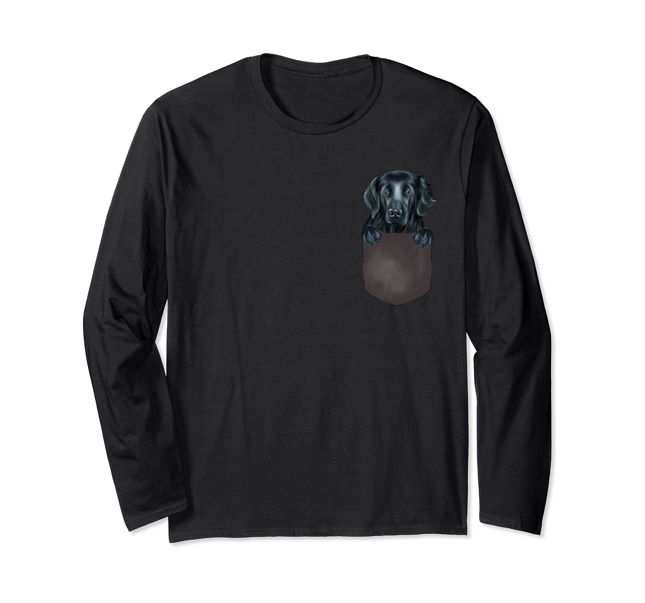 Dog In Pocket Funny Dog Lover Flat-Coated Retriever Long Sleeve T-Shirt