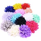 Fabric Flowers, 4" 14Pcs Handmade Lace Chiffon Fabric Flowers Peony for DIY Headbands Flower Accessories Wedding Boutique Hai