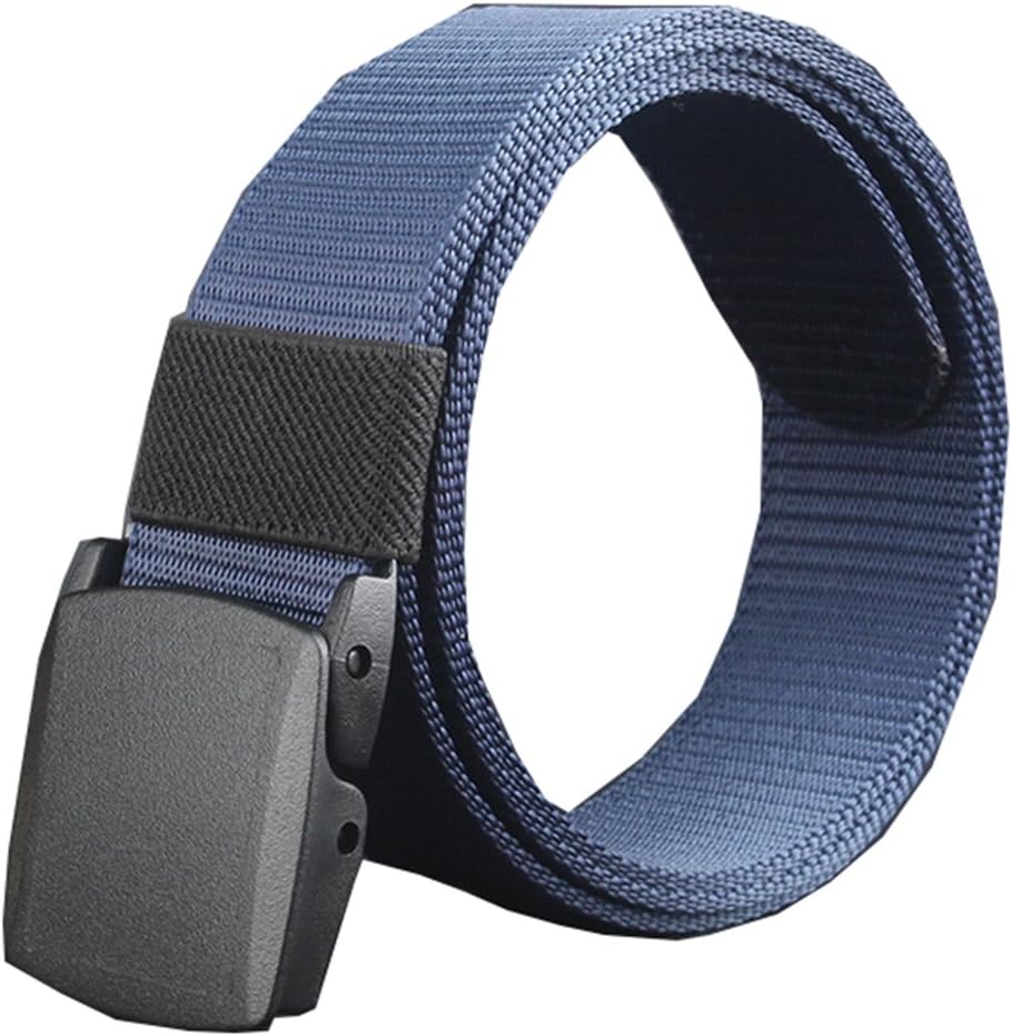 Men's Military Style Belt Nylon Belts No Metal Buckle Army Belts Webbing Belts (Navy)