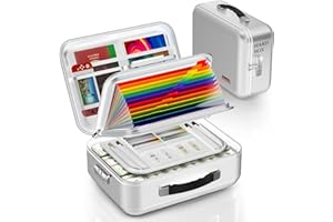 EDMUED Fireproof Document Box with Lock, Waterproof File Safe Box for Documents, Fireproof and Waterproof Important Document Organizer for Home and Office - Silver Gray