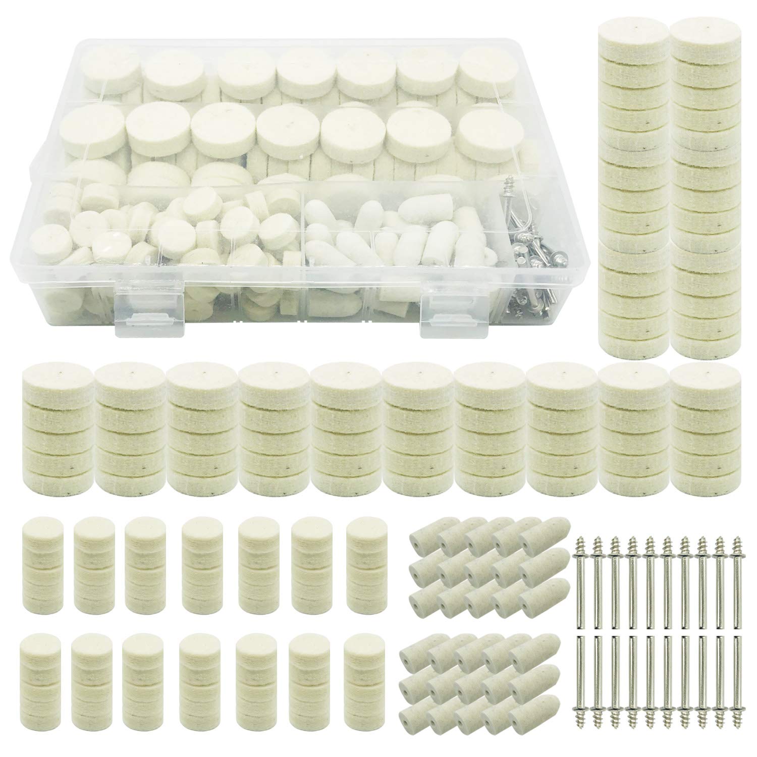 Woohome 200 PCS Wool Polishing Wheel, Polissa Polishing Wheel with Metal Shank for Dremel Accessories Rotary Tools