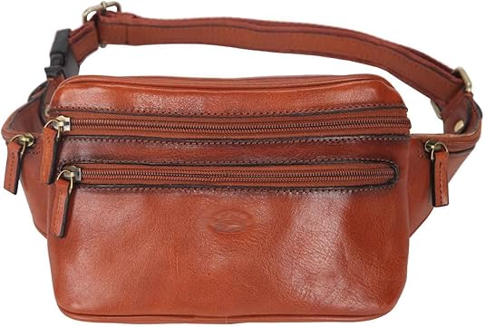 Amazon ウエストバッグ メンズ 大容量軽量 財布ゃ携帯ゃ鍵ゃ小物など収納可能 トラベル アウトドア ファニーパック 本革 イタリア 革 ヒップ バッグ ダークベージュ Banuce バンニュス シューズ バッグ