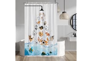 Baocicco Raining Dogs Shower Curtain for Kids Cute Cartoon Animal Playing Water Shower Curtains Decorative for Bathroom Waterproof Fabric Shower Curtain with Hooks 48x72 Inches