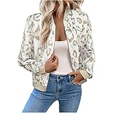 GORGLITTER Women's Leopard Print Light Jackets Zipper Bomber Jacket Cheetah Long Sleeve Coats Outwear
