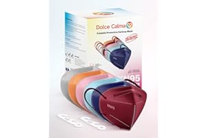Dolce Calma KN95 Face Mask, 60 Pack Individually Wrapped 5-Ply Breathable & Comfortable Multicolor Masks for Men and Women, KN95 Masks for Adults with Adjustable Nose Clip & Flexible Earloop KN95 Mask