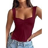 Trendy Queen Double Lined Tops for Women Summer Going Out Backless Crop Tank Tops Teen Girls Cute Shirts Preppy Clothes
