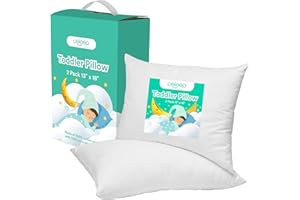 Celeep Toddler Pillows Set - 2 Pack - 13x18 Inches - Perfect Size - Soft Organic Toddler Bedding - Kids Pillows for Sleeping & Nap Time - Vaccum Sealed Small Pillow, White