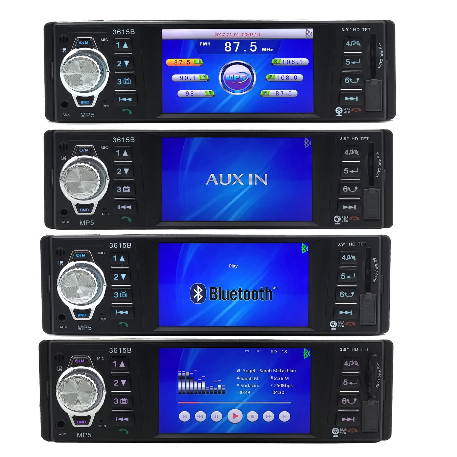 最適な価格 Cared車ステレオmp5プレーヤー ユニバーサル単一din Bluetoothカーユニットラジオオーディオ受信機 Mp3 Usb Sd Aux In 12 V Tftスクリーンhd 1080pビデオ ワイヤレスリモート B079krjrqb Tillomed Es