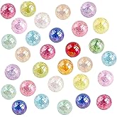 80Pcs Acrylic Beads, BetterJonny 20mm Crackle Beads Glass Beads Round Space Beads Colorful Acrylic Beads for DIY Craft Jewelry Necklace Making