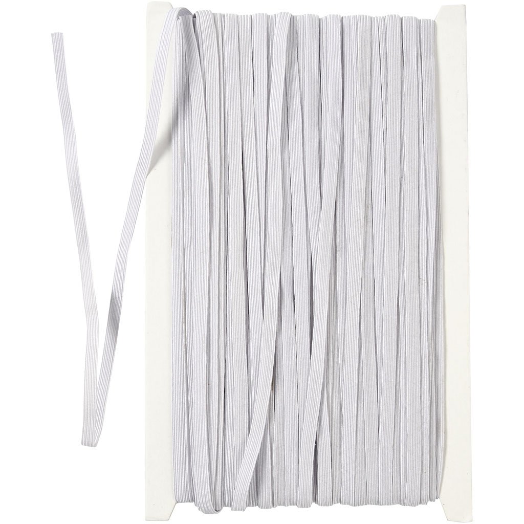 Elastic Cord, W: 6 mm, white, 50m